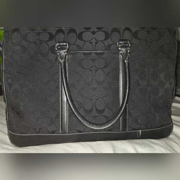 Authentic Coach 6088 Black Canvas &Leather Tote Laptop bag, business tote - Picture 4 of 8